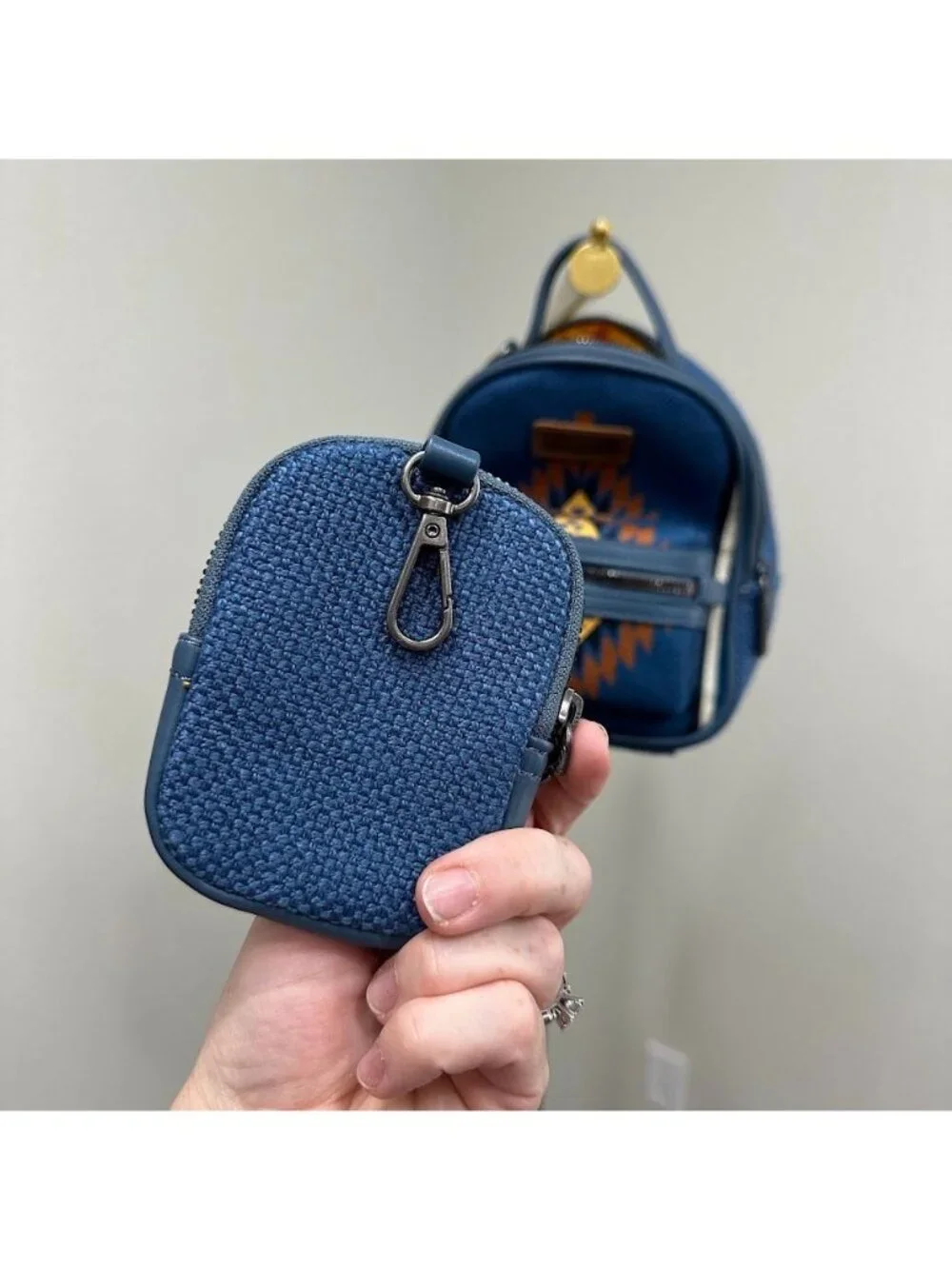 Wrangler Southwestern Aztec Mini Backpack Wallet Combo Bag In Blue Jean NEW - Picture 6 of 8